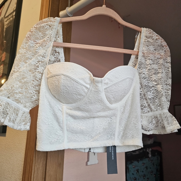 Chocolate Tops - Chocolate White Lace Top